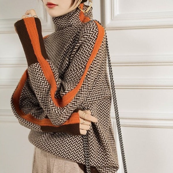 Milanoo-Jersey de cuello alto con rayas